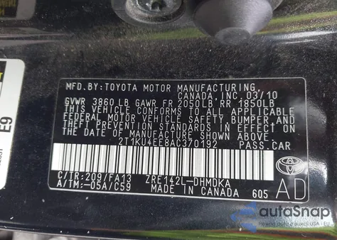 2010 Toyota Matrix from USA, damaged, VIN 2T1KU4EE8AC370192